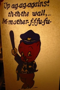 UP AGAINST THE WALL PORKY PIG VINTAGE 1970's HEADSHOP IRON ON TRANSFER B-10 - Picture 1 of 2