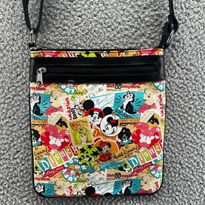Disney Parks Crossbody Bag Mickey Minnie Mouse Cartoon Print Zip Shoulder Purse - Picture 1 of 9