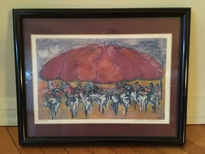 Barbara A Wood Hand Pencil Signed & Numbered Framed Art, "Before The Race" - Bild 1 von 9