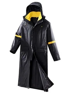 EI Sonador Classic Long Rain Coats for Men, Hooded Large Black & Yellow - Picture 1 of 7