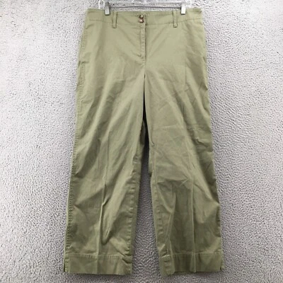 Talbots Chino Pants Womens 14 (Actual 35X28) Green High Rise Straight Cut Zip - Image 1 of 4