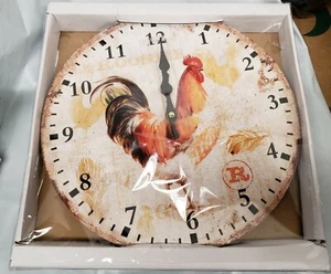 Kitchen Plastic Wall Clock, (approx. 12") ROOSTER IN THE CENTER - Picture 1 of 11