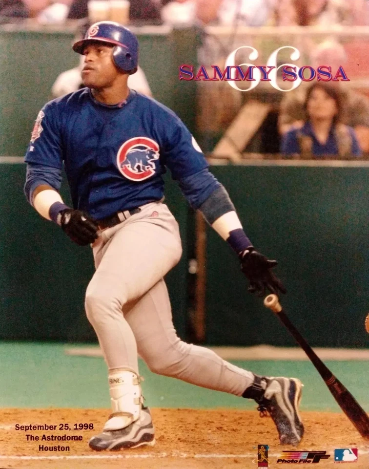 SAMMY SOSA Home Run #66 25 de septiembre de 1998 FOTO 8x10 Chicago Cubs Foto 1 de 1