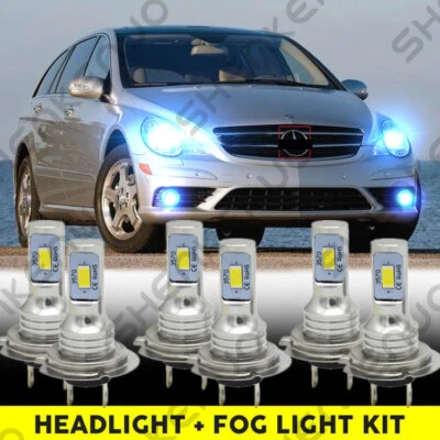For Mercedes-Benz R350 2006-2010 6X 8000K LED Headlight + Fog Light Bulbs Kit - Image 1 of 4