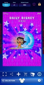 Topps Disney Collect DIGITAL Daily Aug 2 Refractor Lilo Surfing of Lilo & Stitch - Afbeelding 1 van 3