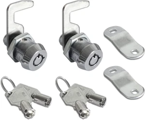 2pcs Toolbox Lock 5/8" Tubular Cam Replacement Lock Hook Cam Keyed Alike- 4 Keys - Picture 1 of 11