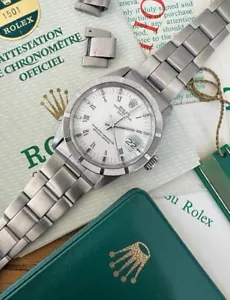1974 Rolex Oyster Perpetual Date W/RN 34MM White Dial Bracelet (1501) Full Set! - Picture 1 of 15