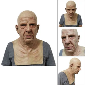Old Man Mask Latex Cosplay Party Full Face Masks Headgear - Picture 1 of 11