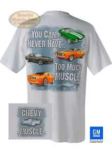 69 70 71 72 73 85 86 87 88 89 2010 14 CAMARO IROC NEVER TOO MUCH MUSCLE T-SHIRT - Picture 1 of 1