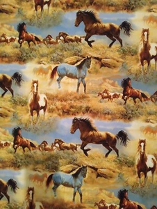 BTY Wild Horses Fabric Cotton Panel Print Wild Wings & Persis Clayton Weirs - Picture 1 of 2