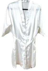 Wedding Bride Satin Silk Kimono Robe Party Dressing Gown White - Size M - Picture 1 of 7