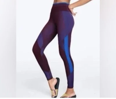PINK Cool & Comfy Leggings Burgundy & Blue Medium - Image 1 of 4