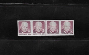 US Stamps: EFO; 8c Eisenhower Coil #1402a; Imperforate Line Strip of 4; MNH - Imagen 1 de 1