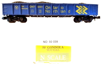 N Model Power 50-039 50' Gondola Ontario Northland #5001 w/Coal Load - Image 1 of 3