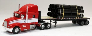 Brekina Kenworth T600 Traktor Pritschenanhänger mit Custom Rohrladung HO 1/87 - Bild 1 von 5