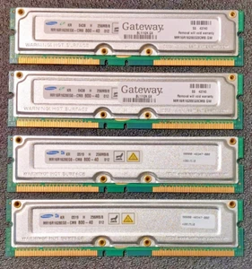 Lot of 4 SAMSUNG 184-Pin 256MB RAMBUS RDRAM PC-800 MR16R1628EG0-CM8 - Picture 1 of 2