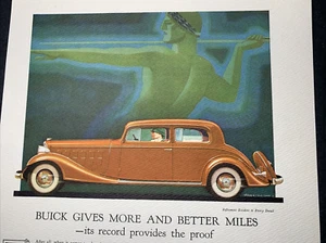 1933 Buick Auto Car Ad Art By Harrison Art Deco General Motors - Picture 1 of 8