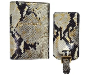 Graphic Image - Embossed Python Leather - Passport Case & Luggage Tag - Gold ... - Picture 1 of 1