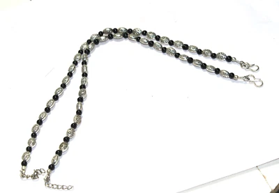 Tobillera nepalí hecha a mano con piedras preciosas de ónix negro tibetano joyería tamaño 11-12 pulgadas Foto 1 de 3