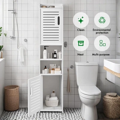 Hochschrank Badezimmerschrank Badschrank Badregal 5 Ebenen Aufbewahrungsschrank - Bild 1 von 4