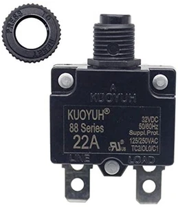 Disyuntor térmico KUOYUH 22A serie 88 125/250VAC 32VDC (22 amperios) - Imagen 1 de 5