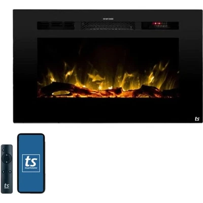 28-Inch Recessed Smart Fireplace with 30 Realistic Flame Options for Cozy Living - Image 1 of 4