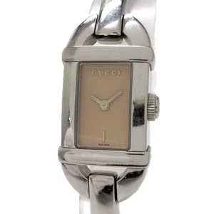 Gucci Bangle Watch SS Quartz Beige Dial 6800L Used SKAI-0 - Picture 1 of 10