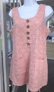 Pretty Nina Leonard Sleeveless Tunic Top L Apricot Lined Summer Holiday Sun - Picture 1 of 11