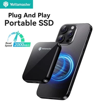 1/2TB Magnetic External SSD Up To 2000MB/s USB3.2 4K ProRes HDR For iPhone16 - Image 1 of 4