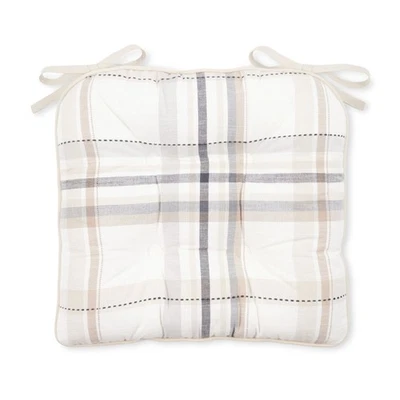 Almohadilla para silla a cuadros reversible Monday dibujada a mano, 16" W x 17" L, 1 pieza Foto 1 de 4