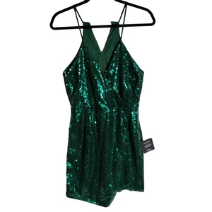 Lulu's Hilaria Emerald Green Sequin Bodycon Mini Dress Size Large New - Picture 1 of 8