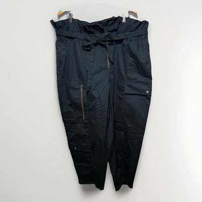 Pantalones Future Collective by Jenny K Lopez para mujer talla 20 bolsa de papel cargo negra Foto 1 de 4