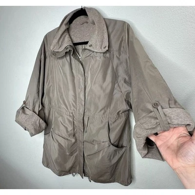 Jaqueta corta-vento Brunello Cucinelli cinza acinzentado com zíper frontal cintura alta 46 - Imagem 1 de 4