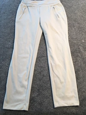 Nicole Miller New York Leggings Womens XS Beige Zip Pockets Stretch Tapered Yoga - Image 1 of 4