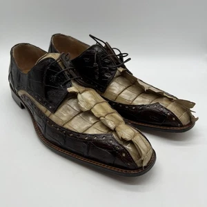 Mauri Borsieri Hand-Painted Hornback Baby Crocodile Dress Shoe 4717 Size Mens 13 - Picture 1 of 11