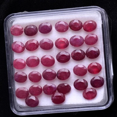 Royal Red~ Lot 33 Pcs Natural Ruby Mozambique 5mmx4mm Oval Cut Loose Gemstones - Image 1 of 4