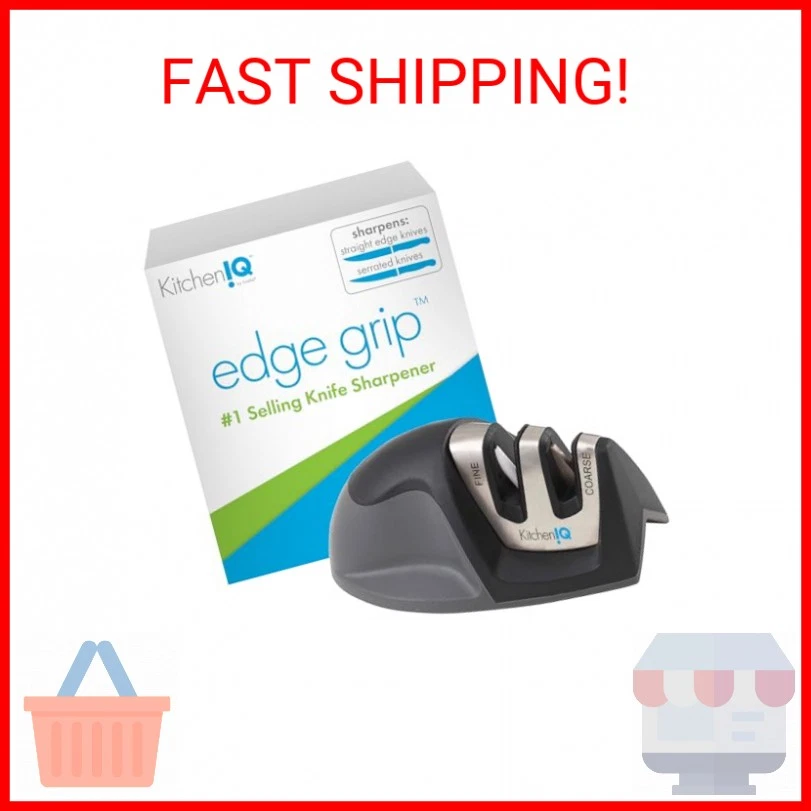 Afilador de cuchillos KitchenIQ 50009 Edge Grip 2 etapas, afilado negro, grueso y fino Foto 1 de 2