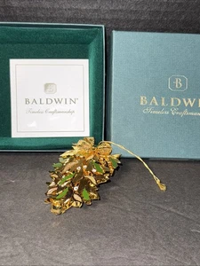 Baldwin Brass 24k Gold Over Brass 3.5" Mistletoe Ornament Seasonal Sentiment - Picture 1 of 5