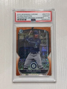 2023 Bowman Chrome Felnin Celesten BCP-156 Prospects Orange Shimmer PSA 10 /25 - Picture 1 of 2
