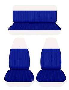 Fits 1977 Chevy Monte Carlo sedan Front buckets and Rear seat covers blue white - Bild 1 von 1