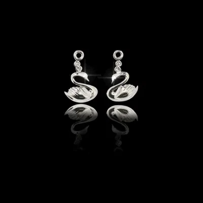 Brincos Swansea City AFC folheados a ródio prata novo gota de cisne NOVO - Imagem 1 de 4