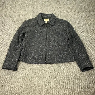 Talbots Petites Jacket Womens Size 2  Dark Gray Herrigbone Tweed Full Zip Vtg - Image 1 of 4