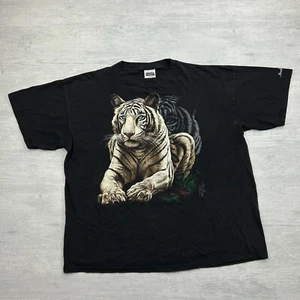 Vintage White Tiger Shirt Adult 2XL Black Nature Animals Asian Tiger Albino Art - Picture 1 of 7