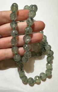 Vintage Knotted Green Tourmaline Prehnite Moss Agate  Faceted  36" Necklace DE1 - Picture 1 of 4