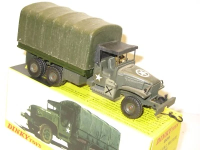 DINKY TOYS, GMC militaire USA baché  n1 "dinky" + conducteur + jerrican J - Photo 1/4