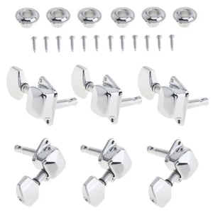 Acoustic Guitar String Semiclosed Tuning Pegs Machine Heads Tuners Chrome 3L+3R - Picture 1 of 7