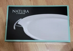 Godinger Porcelain Serving Tray w/ Silver Rack Natura 6387 NEW - Picture 1 of 2
