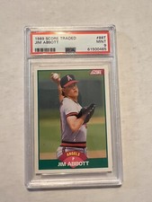 1989 SCORE TRADED #88T JIM ABBOTT PSA 9 MINT ANGELS YANKEES ROOKIE CARD RC