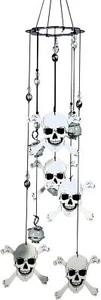 New Spoontiques SKULL & CROSSBONES Wind Chime 17" Halloween Decor gift - Picture 1 of 2