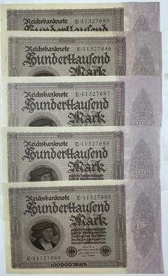 Germany 1923 100000 Marks (#778) Original bundle with strap. 19 consecutive note - Image 1 of 4